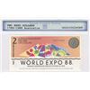 Image 1 : 1988, Australia, Two Expo dollars, SCG Uncirculated.