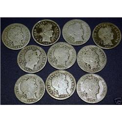 Lot of 10 Barber Dimes- Random Dates