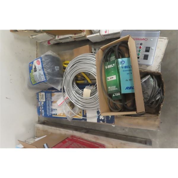 Assorted V Belts, Steel Hose, Air Duct Insulation, Heater Motors, Remote Heater Control, Plus More