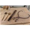 Image 1 : Margach Ingot Mold, 2 Cast Iron Ladles, Heavy Cast Ice/Log Tongs 