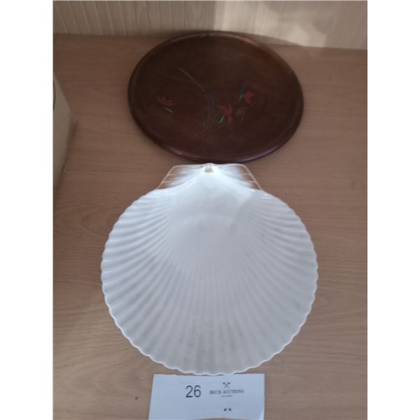 Decorative Wooden Plate & Decorative Shell Dish
