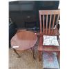 Image 1 : Side Table, Wooden Chair, Embroderied Storage Foot Stool, Embroderied Cushion