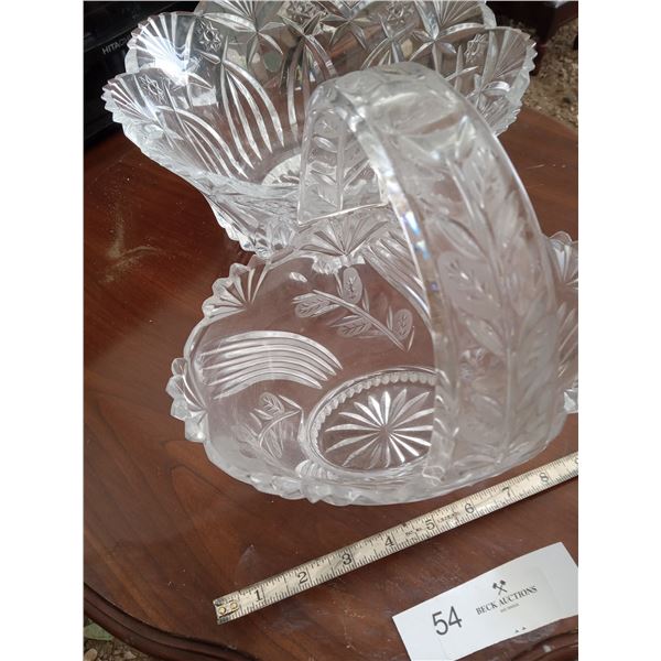 Crystal Class Serving Bowl & Crystal Glass Napkin Dessert Basket
