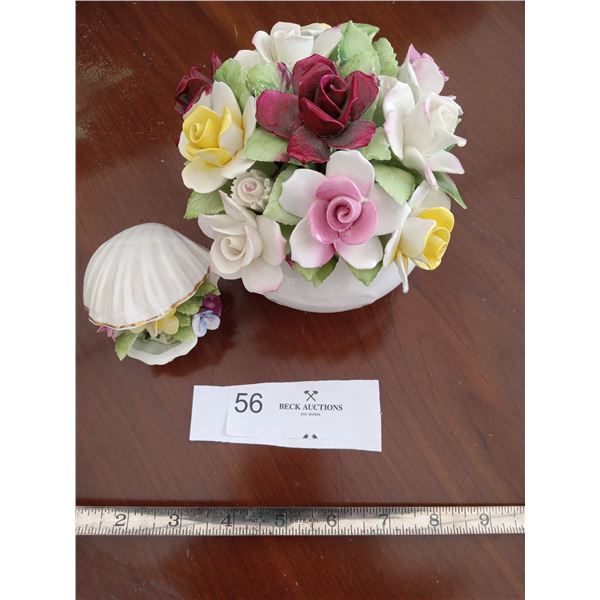 Porceline Flower Basket & Porceline Seashell Flowers