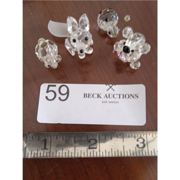 Minature Clear Cut Crystal Figurines Assrt. (Bear, Elephant, Lady Budy, Fox)
