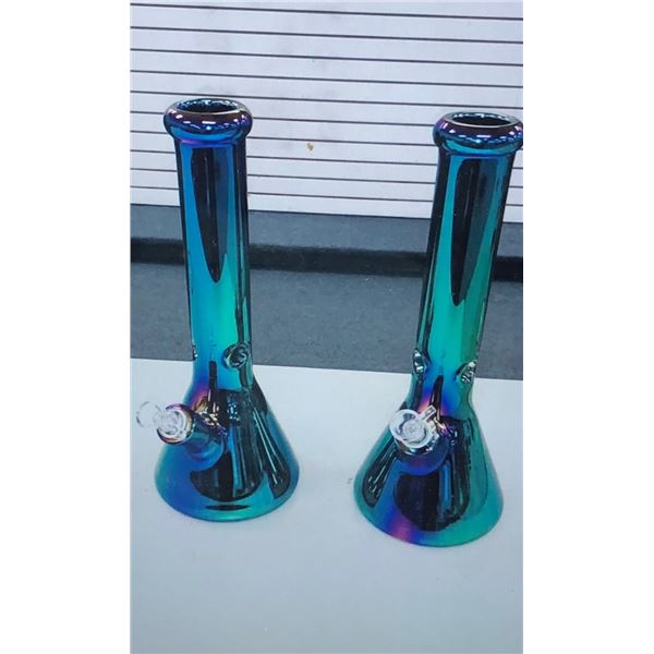 Group of 6 Glass Water Bongs with Stems and bowls