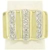 Image 1 : Italian 14K Solid Yellow Gold.35 ctw G VS Diamond Vertical Grooved Wide Band Rin