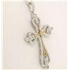 Image 3 : NEW 18k Two Tone Gold 18" 1.26 ctw Pave Round Diamond Open Cross Pendant Necklac