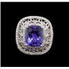 Image 2 : 14KT White Gold 5.29 ctw Tanzanite and Diamond Ring