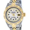 Image 1 : Rolex Ladies 2 Tone 18K MOP Sapphire String Diamond Lugs Datejust Wristwatch