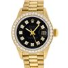 Image 2 : Rolex Ladies 18K Yellow Black 1 ctw Diamond President Wristwatch