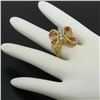 Image 7 : Vintage Detailed 14k Yellow Gold 1.35 ctw Pear Ruby Round Diamond Open Butterfly