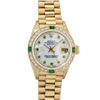 Image 2 : Rolex Ladies 18K Yellow Gold MOP Emerald President Wristwatch 26MM