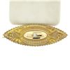 Image 3 : Antique Victorian 9k Yellow Gold.10 ctw Diamond Marquise Shaped Etched Brooch Pi