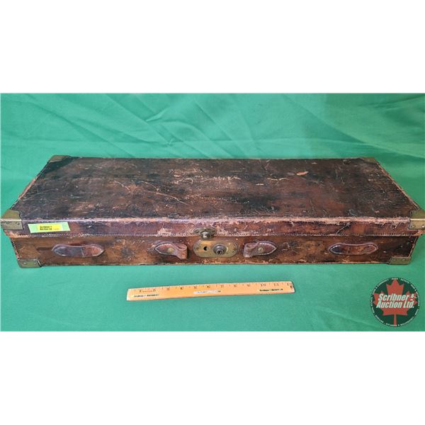 Antique Leather Bound Hardshell Gun Case 31 1 2 L X 4 1 2 H X 11 1 2 D antique-leather-bound-hardshell-gun-case-31-1-2-l-x-4-1-2-h-x-11-1-2-d
