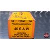 Image 2 : AMMO: HSM Police Ammunition 40 S&W (180gr FMJ) (1 Box of 50 Rnds) (SEE PICS!)