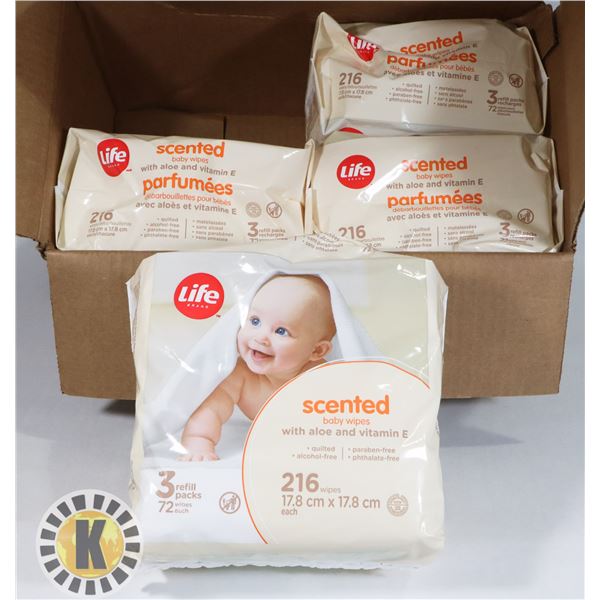 UNCLAIMED CASE OF SCENTED BABY WIPES WITH ALOE AND