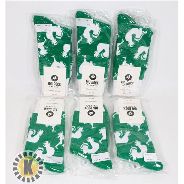 6 PAIRS OF BIG ROCK BRANDED SOCKS
