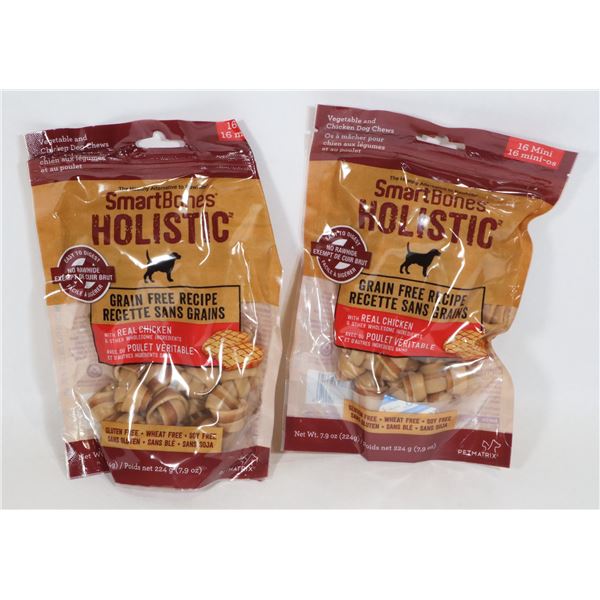 2 BAGS 224G SMART BONES HOLISTIC DOG CHEWS