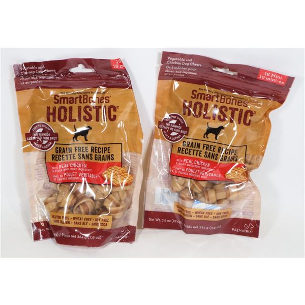 2 BAGS 224G SMART BONES HOLISTIC DOG CHEWS