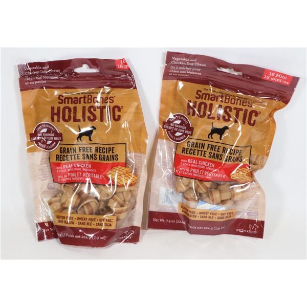 2 BAGS 224G SMART BONES HOLISTIC DOG CHEWS