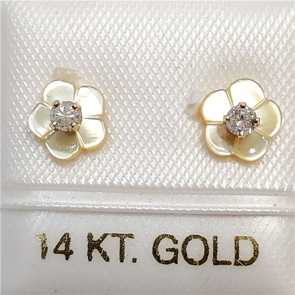 14K YELLOW GOLD DIAMOND(0.1CT) EARRINGS