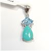 Image 1 : SILVER TURQUOISE & CZ PENDANT