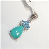 Image 2 : SILVER TURQUOISE & CZ PENDANT