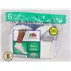 WHITE ANKLE SOCKS,6-12,PACK OF 6,FRUIT OF THE