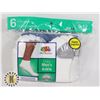 WHITE ANKLE SOCKS,6-12,PACK OF 6,FRUIT OF THE