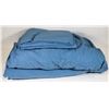 Image 1 : BLUE BED SHEET SET 100%COTTON (ROUGHLY 100"X88.5")