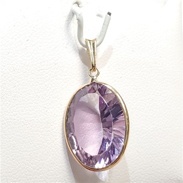 14K YELLOW GOLD NATURAL AMETHYST(18CT) PENDANT