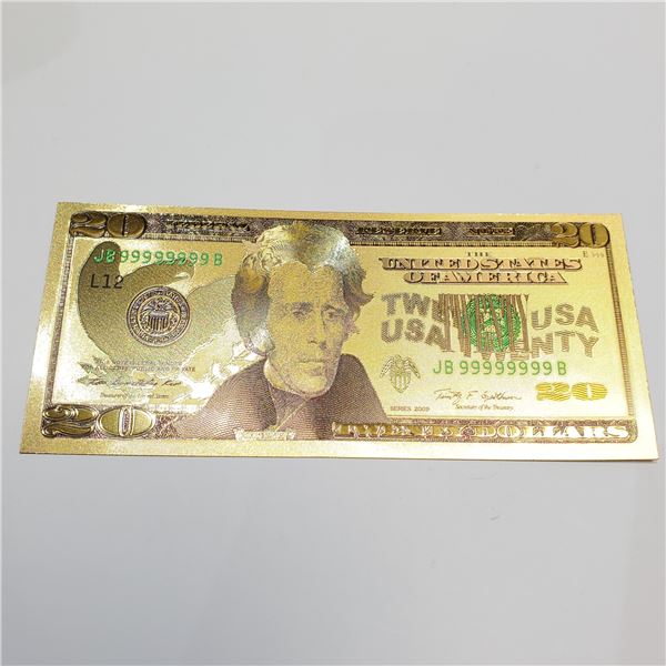 GOLD FOIL US $20 COLLECTOR  BANK NOTE