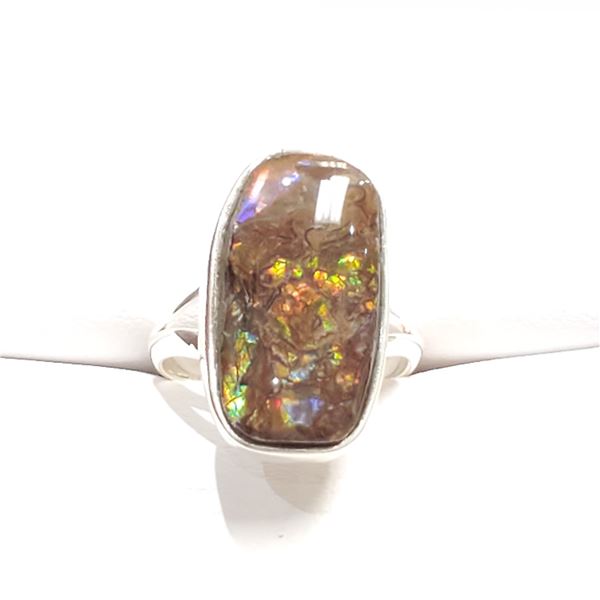 SILVER CANADIAN AMMOLITE RING SIZE 6