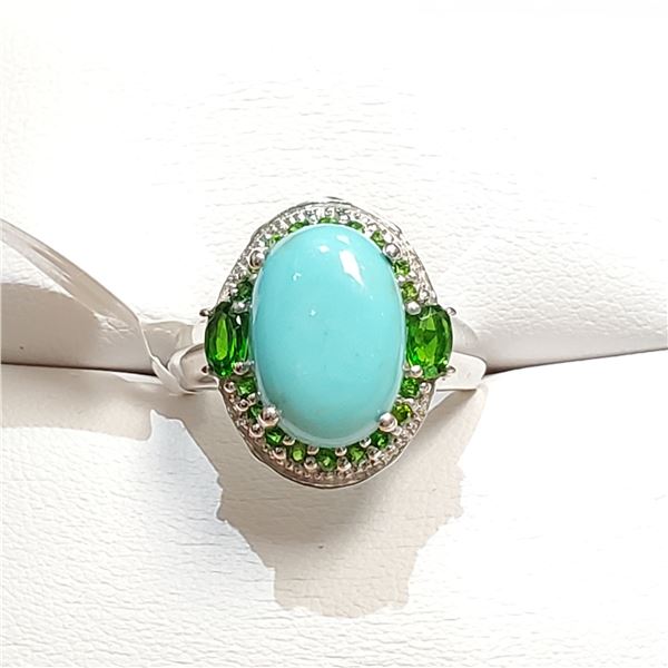 SILVER TSAVORITE RING SIZE 8