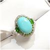 Image 2 : SILVER TSAVORITE RING SIZE 8