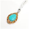Image 2 : SILVER TURQUOISE & CITRINE PENDANT