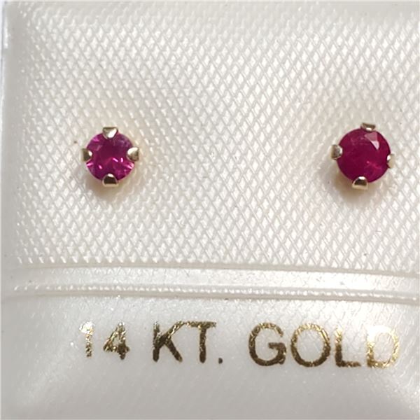 14K YELLOW GOLD RUBY(0.13CT) EARRINGS