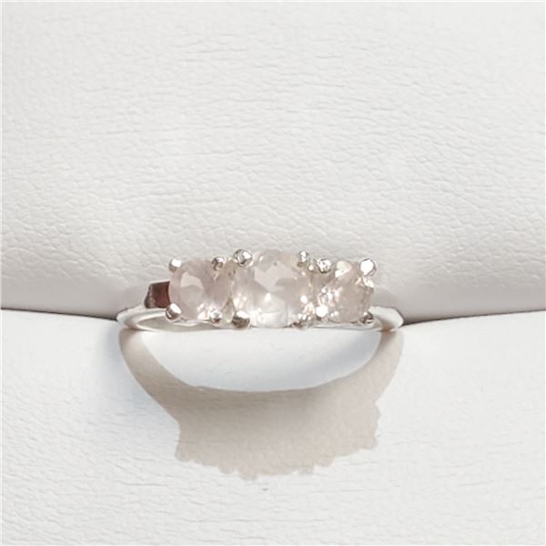 SILVER ROSE QUARTZ RING SIZE 6.75