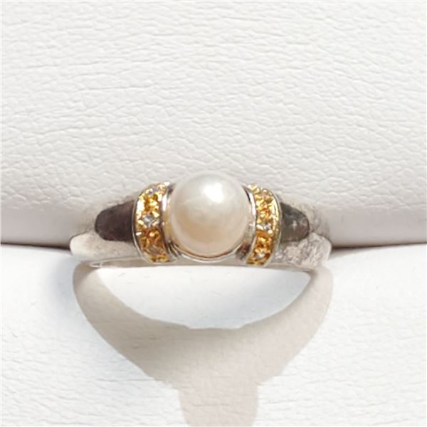 SILVER FRESH WATER PEARL RING SIZE 6.5