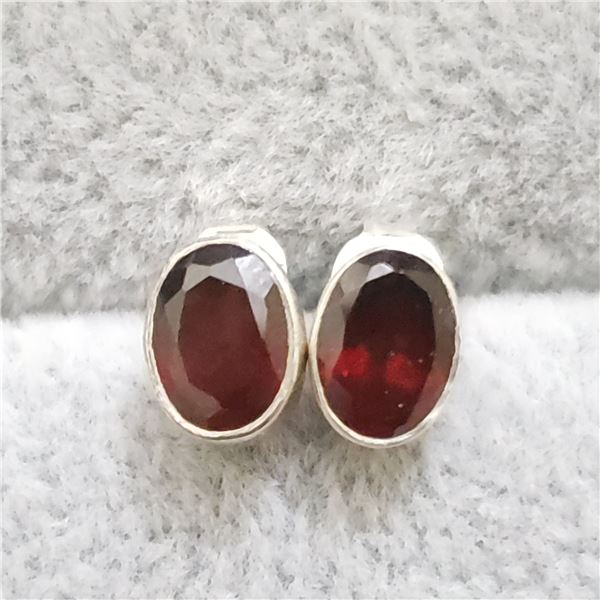 SILVER GARNET EARRINGS