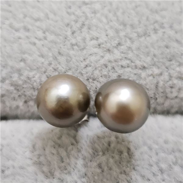 SILVER TAHITION PEARL EARRINGS