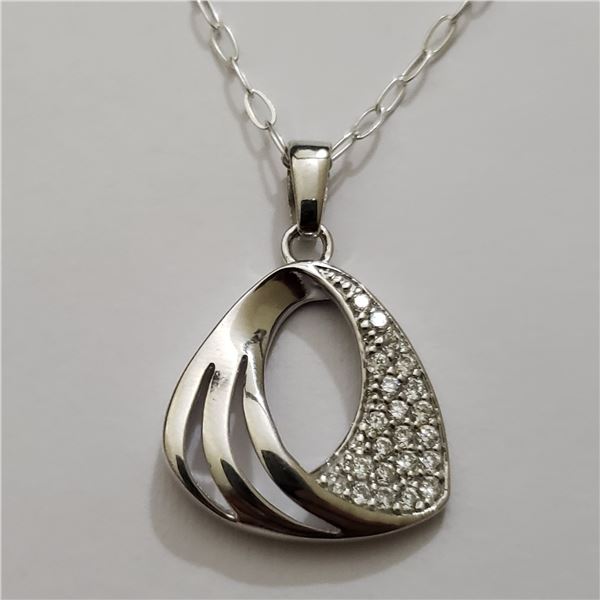 SILVER CZ 16"  NECKLACE