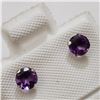 Image 2 : 10K YELLOW GOLD AMETHYST  EARRINGS, MADE IN CANADA