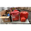 Image 1 : 2 BOXES OF RAIN WEAR, GAS CANS AND BOOTS