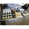 Image 1 : 4 FOLDING PATIO CHAIRS, PATIO LOUNGER AND UMBRELLA STANDS