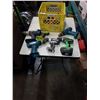 Image 2 : CRATE OF RYOBI, KAWASAKI AND MAKITA POWER TOOLS WITH BLACK AND DECKER DRILL