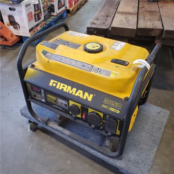 FIRMAN 3650 GAS GENERATOR - RUNS, HAS FUEL LEAK