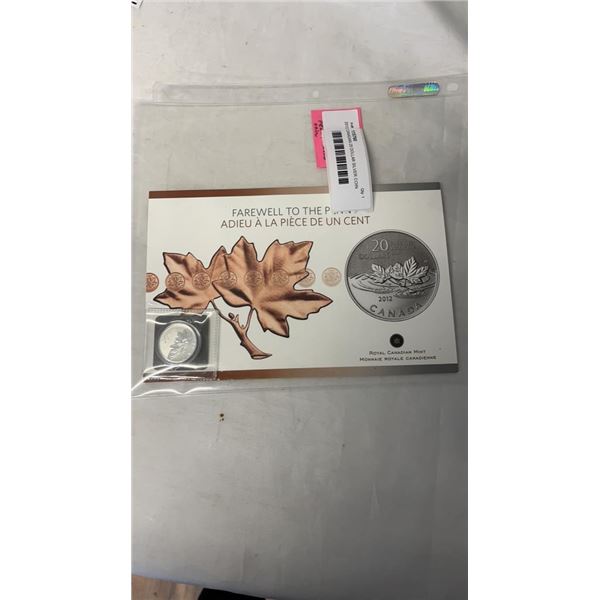 2012 CANADIAN 20 DOLLAR SILVER COIN 9999 FAREWELL TO THE PENNY 2012-canadian-20-dollar-silver-coin-9999-farewell-to-the-penny