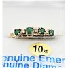 Image 1 : 10KT. YELLOW GOLD 2.86MM X 2.82MM NATURAL EMERALD (0.45CTS) & DIAMOND (0.03CTS) RING, APPRAISED AT $